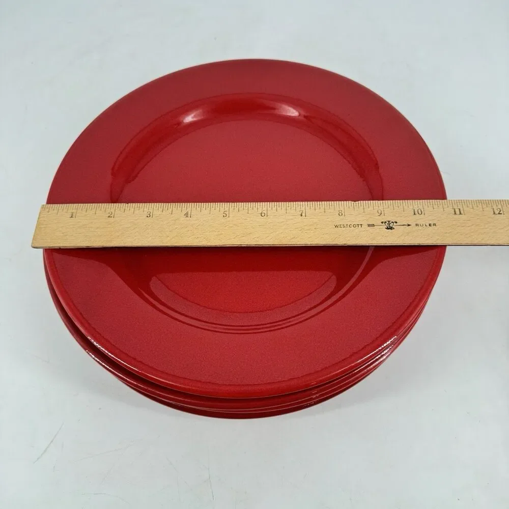 Pier 1 Red Earthenware Dinner Plates 10 1/2” Set of 4 Made in Spain